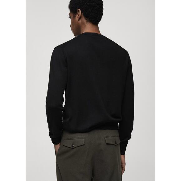 HART SCHAFFNER MARX Extra Fine Merino Wool V-Neck Sweater Men M Black - Picture 3 of 11